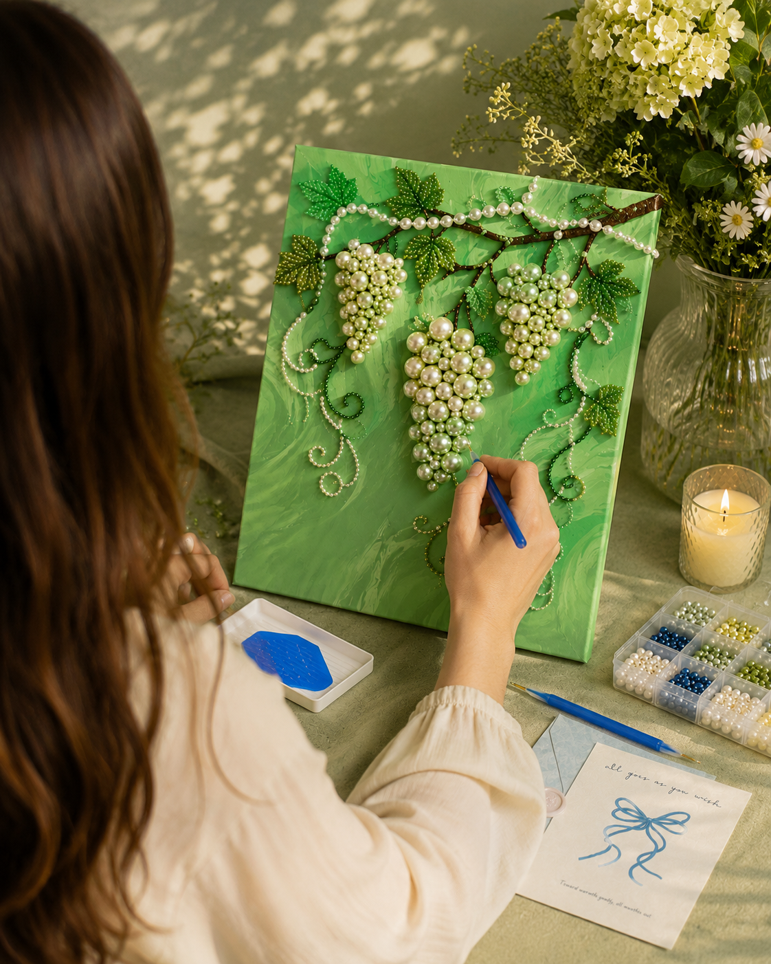 DIY Pearl & Crystal Painting Kit in Fruit - Grapes